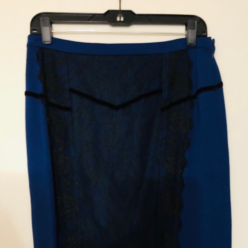 Navy pencil skirt with lace